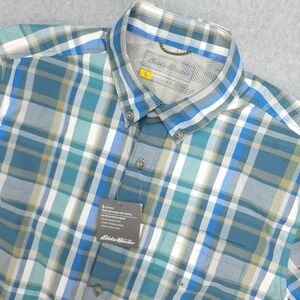 Eddie Bauer Travex Mens S On The Go Short Sleeve Plaid Button Up Shirt